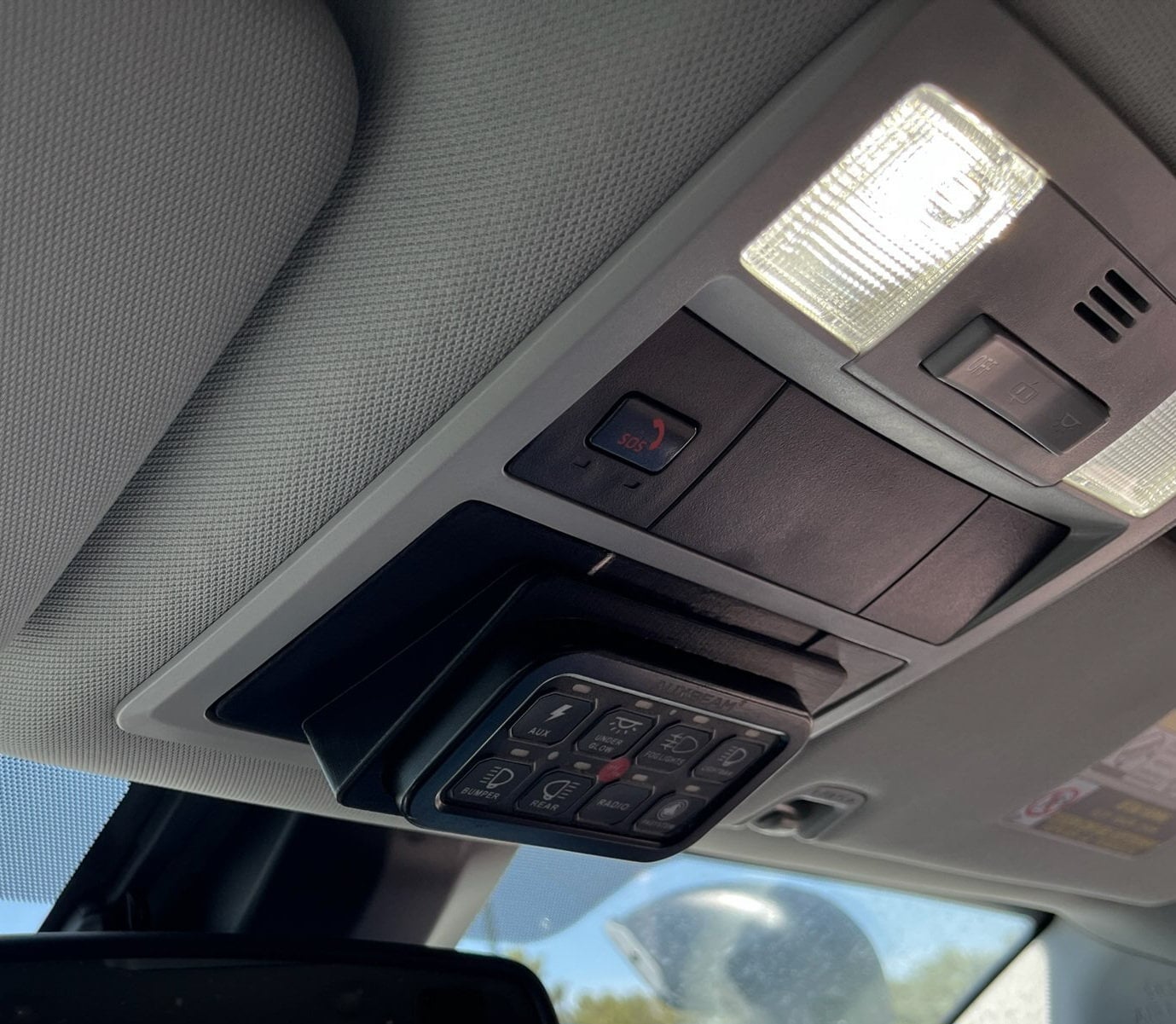 3rd Gen Tacoma Auxbeam 8 Overhead Switch Panel Installed in Truck